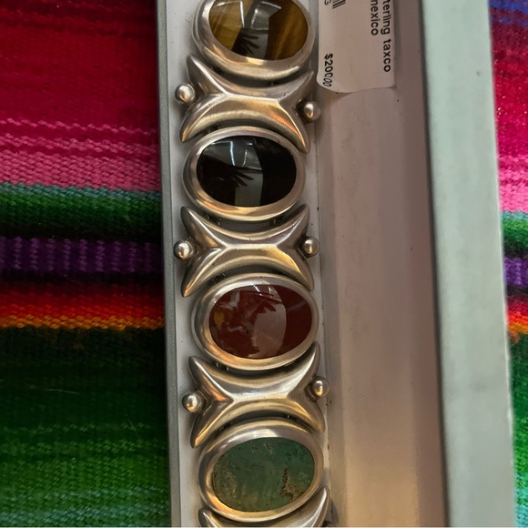 Vintage  Taxco Mexico 925 Sterling Silver &  Multi Gemstone Bracelet - Picture 4 of 4
